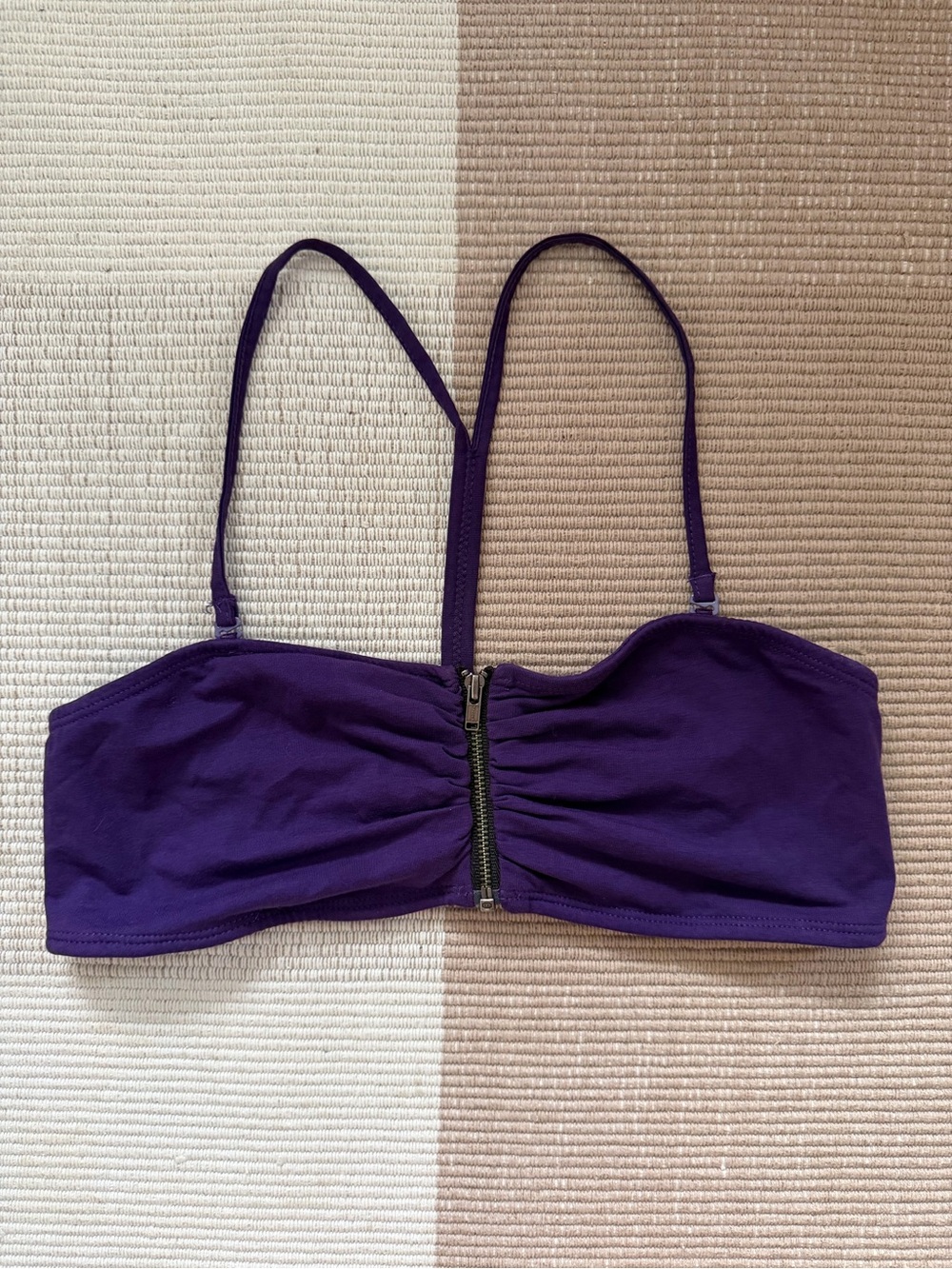 2010 Talula Purple Front-Zip Bandeau Crop Top with Straps